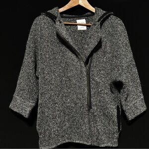 ZARA Heathered Gray Knit Hoodie Jacket — Full Zip, Pockets, Winter Knit SZ 9-10